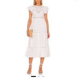 Tularosa White Claudette Midi Dress